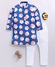 TOONYPORT Cotton Knit Full Sleeves Puppies Printed Kurta Pyjama Set - Blue
