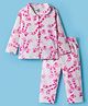 Doodle Poodle 100% Cotton Single Jersey Knit Full Sleeves Shirt & Pajama Co-ords Night Suit With Floral Print - Pink & White