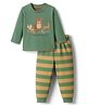 Babyhug Cotton Knit Full Sleeves Night Suit With Animal Print - Green