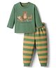Babyhug Cotton Knit Full Sleeves Night Suit With Animal Print - Green