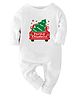 Zeezeezo 100% Cotton Knit Christmas Theme Full Sleeves Merry Christmas Text Printed Romper - White