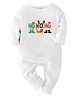 Zeezeezo 100% Cotton Knit Christmas Theme Full Sleeves Ho Ho Ho Text Printed Romper - White