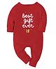 Zeezeezo 100% Cotton Knit Christmas Theme Full Sleeves Best Gift Ever Text Printed Romper - Red