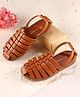 Cute Walk by Babyhug Velcro Closure Solid Mojaris - Tan