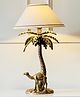 Casa Gold Antique Brass Finish Metal | Design Tropical Oasis Camel Palm Tree|Table Lamp