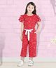 Cutiekins Woven Half Sleeves Stars Printed Jumpsuit - Red & White