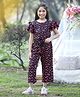 Cutiekins Woven Half Sleeves Floral Printed Jumpsuit - Black & Red
