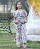 Cutiekins Georgette Woven Sleeveless Abstract Printed  Jumpsuit - White & Red