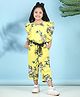Cutiekins Woven Sleeveless Floral Printed Frill Detailed Jumpsuit - Yellow & Blue