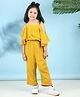 Cutiekins Woven Cold Shoulder  Abstract Designed Jumpsuit -  Yellow