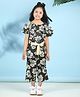 Cutiekins Woven Half Sleeves Floral Printed Jumpsuit - Black & Off White