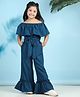 Cutiekins Woven Off Shoulder Solid Jumpsuit - Teal Blue