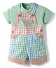 ToffyHouse Cotton Woven Checkered Dungaree with Half Sleeves Inner Tee - Multicolor