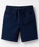 Kookie Kids Denim Above Knee Length Solid Colour Washed Shorts - Navy Blue