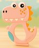 Totilo Dinosaur Shape Silicone Teether , BPA Free & Safe for Babies (Pack of 1)- Pink
