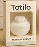 Totilo Soft Puff Baby Powder Dispenser Built-in Powder Storage, Gentle on Babys Skin- White