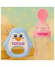 Totilo Baby Silicone Spoon Bottle with Soft Teether Feeder Combo , BPA Free Feeding Set- Pink & Blue