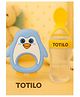 Totilo Baby Silicone Spoon Bottle with Soft Teether Feeder Combo , BPA Free Feeding Set- Yellow & Blue