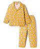 Babyhug Cotton Knit Full Sleeves Co-ords Night Suit With Animal Print - Yellow