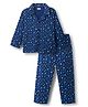 Babyhug Cotton Knit Full Sleeves Co-ords Night Suit With Star Print - Navy Blue