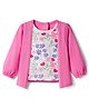 Babyhug 100% Cotton Knit Full Sleeves Top with Attached Shrug Floral Print - Pink