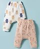 Simply Interlock Knit Full Length Diaper Leggings with Animal Print Pack of 2 - Tan & White