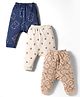 Simply Interlock Knit Full Length Diaper Leggings with Animal Print Pack of 3 - Tan Navy Blue & White
