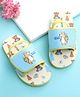 Babyoye Velcro Closure Flip Flops with Bear Print - Beige & Blue