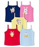 Doodle Poodle 100% Cotton Single Jersey Knit Sleeveless Slips With Animal Print Pack Of 5 - Multicolour
