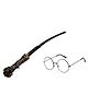BookMyCostume Halloween Theme Harry Potter Wizard Wand and Round Glasses Costume Accessory Set - Black