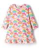 Babyhug Cotton Knit Full Sleeves Nighty With Cloud Print - Pink