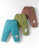 Simply Cotton Knit Full Length Lounge Pant With Animal Print Pack Of 3 - Teal Blue Brown & Green
