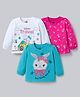 Doodle Poodle 100% Cotton Single Jersey Knit Full Sleeves Top With Animal Print Pack Of 3 - White Pink & Light Blue