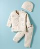 Simply Interlock Knit Full Sleeves Co-ords Night Suit with Cap & Vehicle Print - Cream