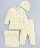 Simply Sinker Knit Full Sleeves Bear Printed Co-ords Night Suit with Cap & Towel - Lemon