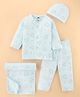 Simply Sinker Knit Full Sleeves Bear Printed Co-ords Night Suit with Cap & Towel - Aqua Blue