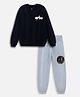 Nap Chief Pure Cotton Knit Full Sleeves ISRO Space Theme Printed Relaxed Fit Winter Sweatshirt With Joggers Set - Jet Black