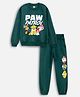 Nap Chief Cotton Blend Knit Paw Patrol Featuring Full Sleeves Characters Printed Relaxed Fit Winter Sweatshirt With Joggers Set - Green