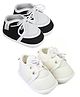Neska Moda Pack Of 2 Colour Blocked Lace Up Booties - Black & White