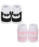 Neska Moda Cotton Pack Of 2 Pairs Butterfly Applique Detailed Slip On Booties - Black & Baby Pink