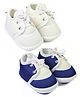 Neska Moda Cotton Pack Of 2  Solid Lace Up Booties - White & Navy Blue