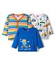 Babyhug 100% Cotton Interlock Knit Full Sleeves Jhablas With Animal Print Pack Of 3 - Blue White & Yellow
