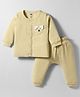 Simply Popcorn Knit Full Sleeves Night Suit with Bear Applique - Yellow