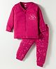 Simply Interlock Knit Full Sleeves Night Suit With Animal Print - Red