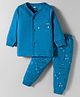 Simply Interlock Knit Full Sleeves Night Suit With Animal Print - Blue