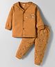 Simply Interlock Knit Full Sleeves Night Suit With Animal Print - Brown