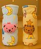 Totilo Soft & Durable Baby Feeding Bottle Cover Stretchable Soft Velvet Plush Cartoon Prints,  Suitable UPTO 250ML- Blue & Yellow (Pack of 2)