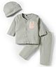 Simply Cotton Knit Full Sleeves Night Suit With Animal Print & Cap - Grey