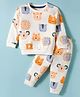 Simply Interlock Knit Full Sleeves Co-ord T-Shirt & Joggers Set with Dog Print - Cream