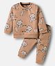 Simply Interlock Knit Full Sleeves Co-ord T-Shirt & Joggers Set with Dog Print - Brown